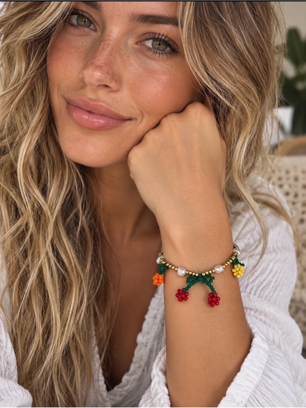 NWT Free People Cherry Berry Stretch Braclet